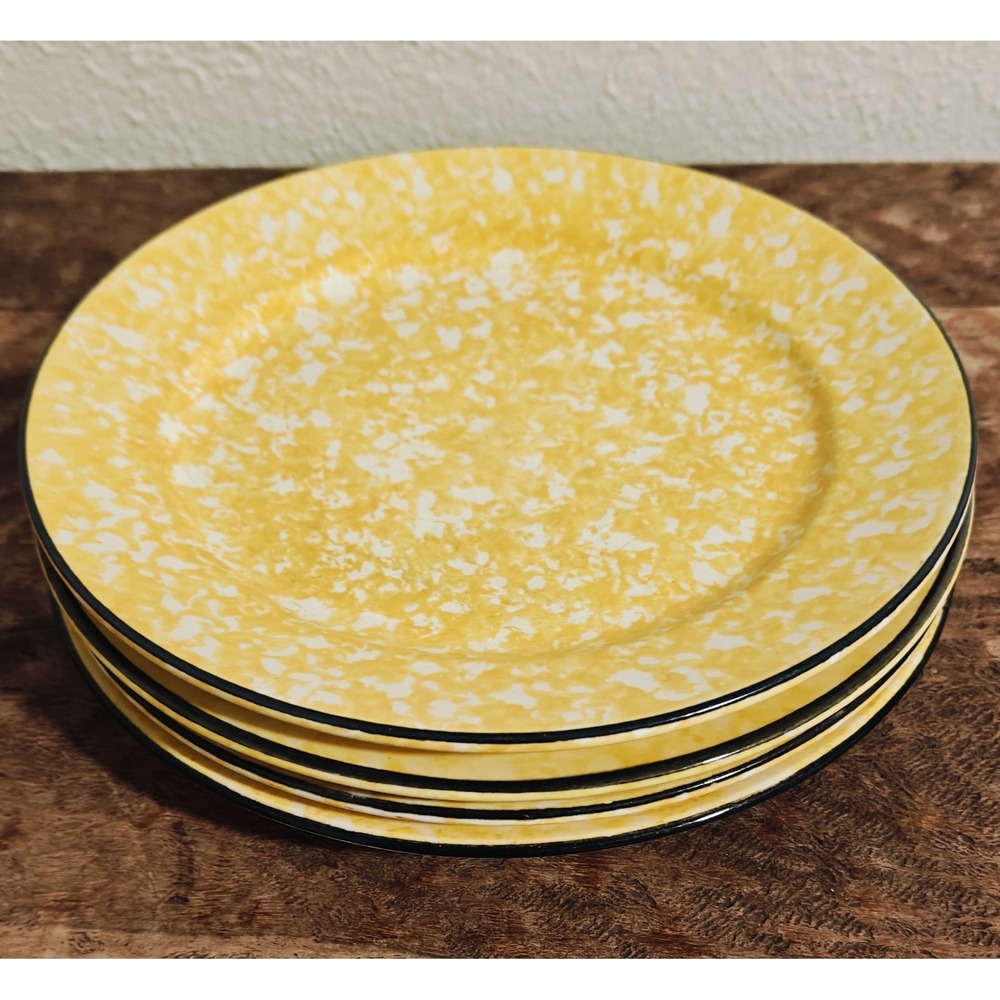 Set Of 4 Vintage Strangl Spingewear Yellow Salad Plates